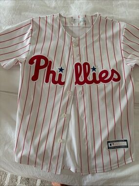 Genuine Merchandise Kids Phillies Pinstripe Jersey - White & Red